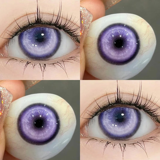 YIMEIXI 1 Pair New Colored Contacts Lenses with Myopia 0~-8.00 Degree Yearly Cosplay Cosmetic Makeup Pupils 14.5mm Blue Eye Lens