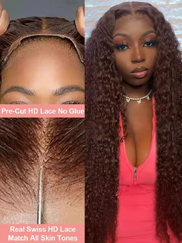 Chocolate Brown Lace Front Wigs 13x6 Hd Human Hair Lace Frontal Wig 13x4 Deep Wave Colored Wig For Women 250 Density Pre Plucked