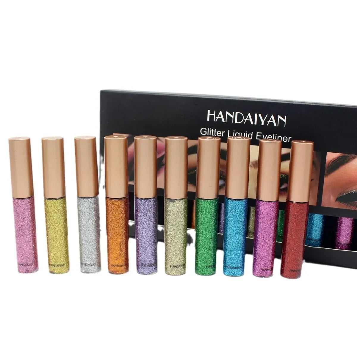 10pcs Liquid Glitter Eyeliner Set Metallic Shimmer Eye Liner Pen Long Lasting Sparkling Eyeshadow Tint Eyes Decoration Makeup