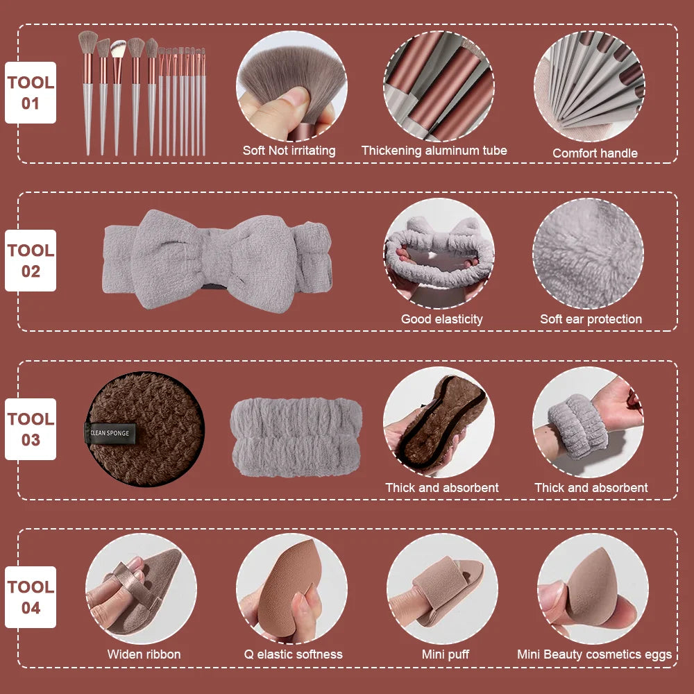 Professional Makeup Brush Set 8-33Pcs Soft Makeup Brushes Kit Cosmetic Foundation Powder Eyeshadow Kabuki Blending Beauty Tool