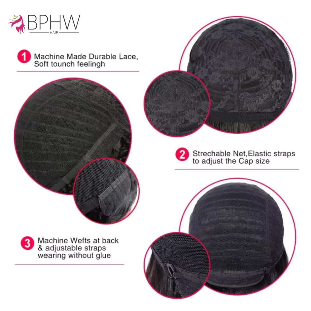 Water Wave Wig With Bangs Brazilian Human Hair For Women 180% Density Full Machine Made Deep Wave Curly Water Wigs BPHW Hair