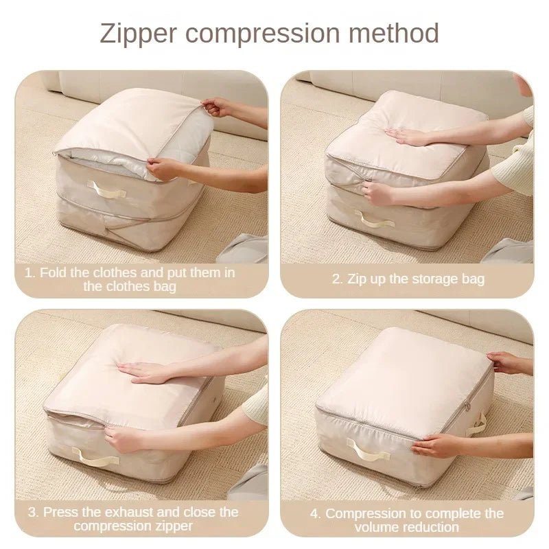 Large Compression Bag Quilt Clothes Closet Cabinet Organizer Storagepouch Ultra Space Saving Self Compression Organizer