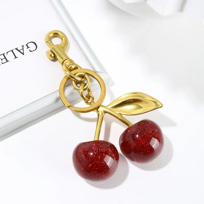 Hot Sale Beautiful 3D Balloon Dog Bag Charms Cute Cherry Purse Trinkets Pearl Phone Charm Keychain Pendant For Bags Accessories