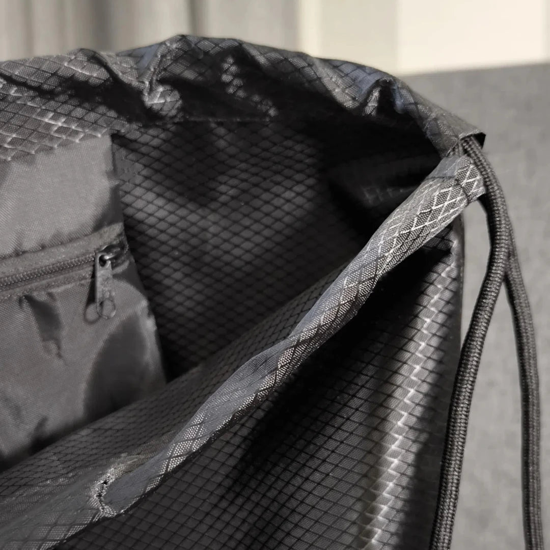 Quick Access Drawstring Backpack – Lightweight, Foldable Bag for Travel & Sports