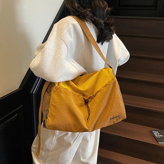 Outdoor Travel Bag, Large Capacity Color Blocked Luxury Crossbody Bag, Drawstring Trendy Yoga and Fitness Bags with Shoe Bag