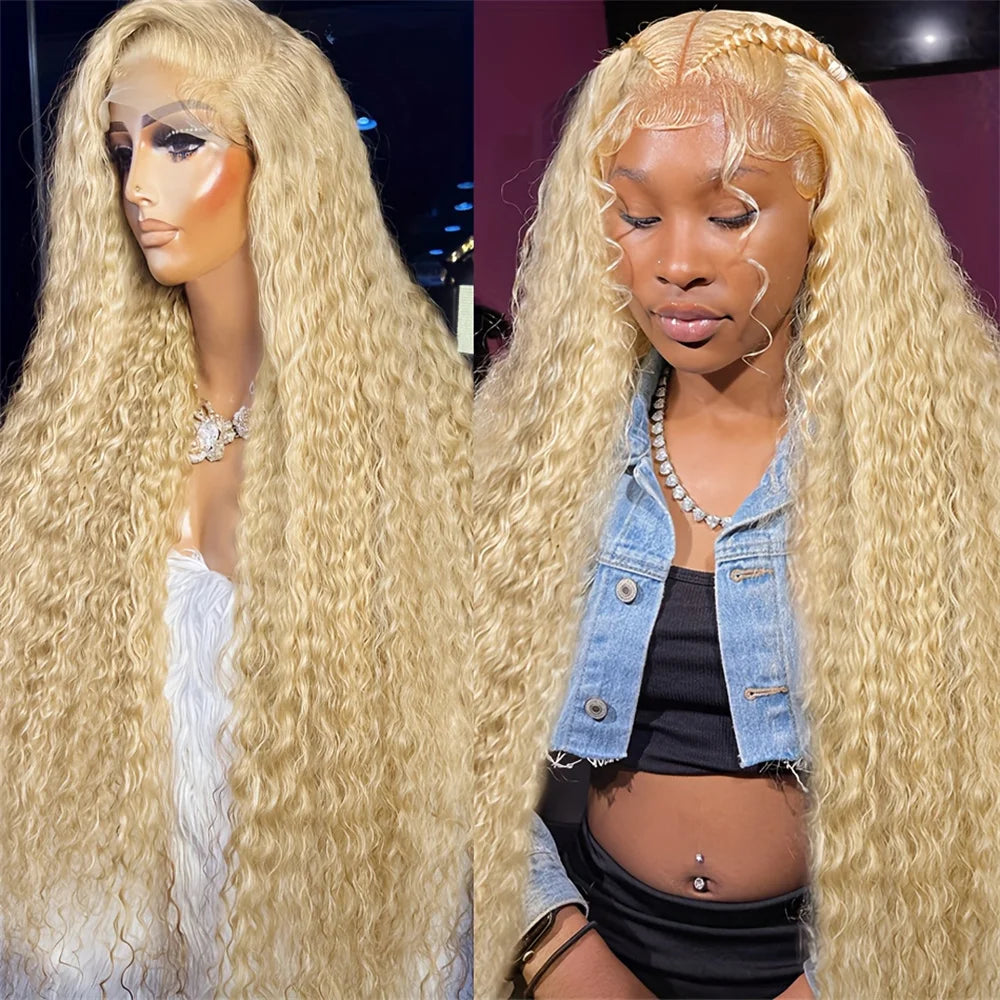 613 13x6 Hd Deep Wave Lace Frontal Wig Brazilian 13x4 Wet And Wavy Water Wave Blonde Lace Front Curly Human Hair Wigs For Women