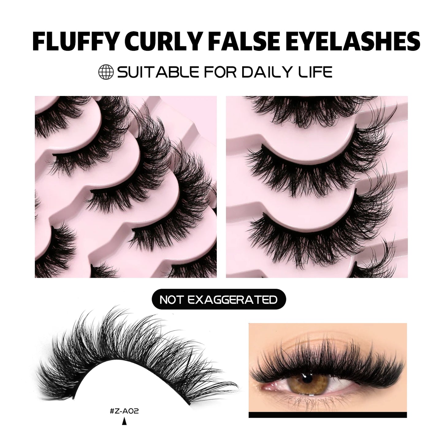 GROINNEYA 3D Mink Lashes Cat Eyelashes Fluffy Wispy Volume Lashes Natural Feathery Effect Lightweight Flexible Band Fake Lashes