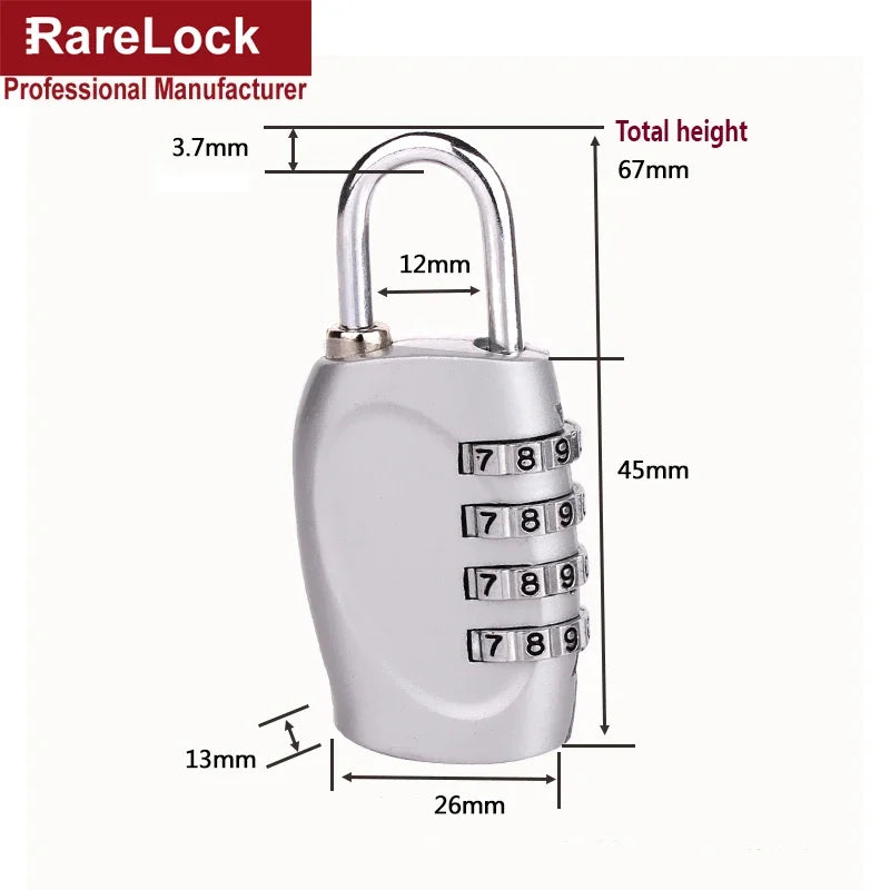 3 Code Password Lock Bags Partner Padlock for Gym Boxes Cabinet Handbag Backpack Rarelock MMS14 G