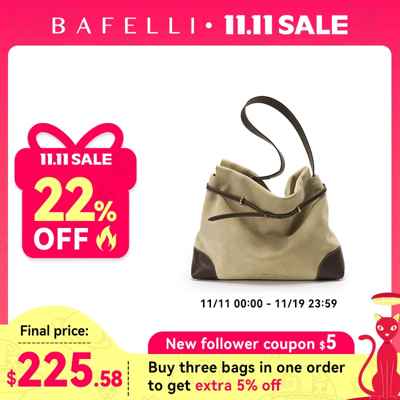 ﻿Genuine Suede Women's Bag Large Capacity Crossbody Underarm Tote for Commuting Multi-functional Hobo Bag