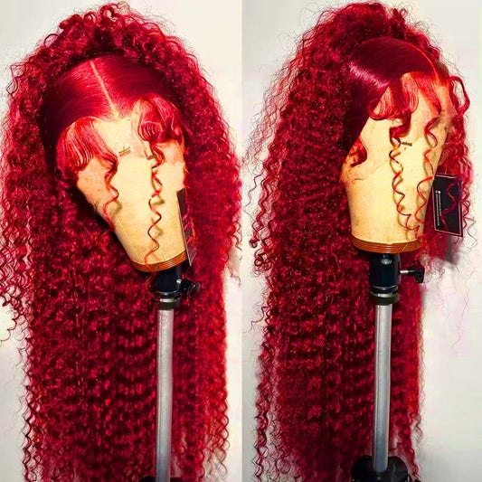 40 Inch Hot Red 13x6 Hd Lace Frontal Wig Deep Wave Wig Human Hair Brazilian Colored Water Wave Lace Front Wig 4x4 5x5 For Women