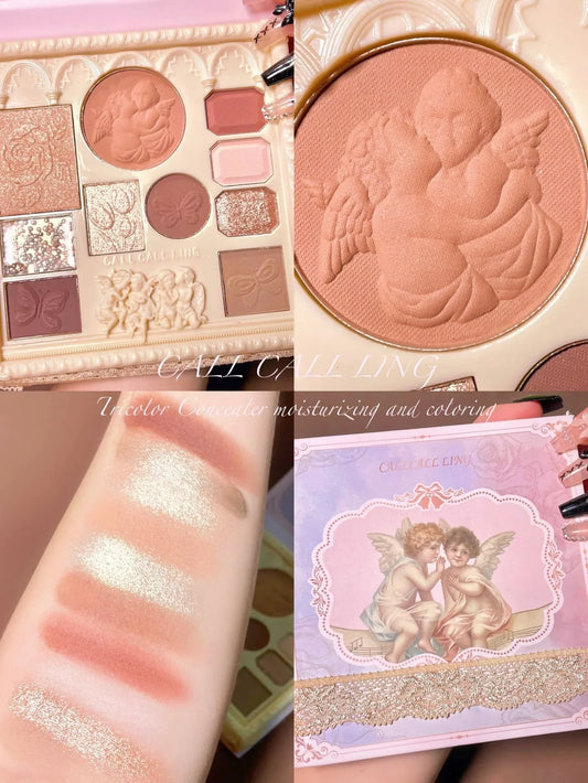 Angel Embossed Eyeshadow Blush Highlight All-in-One Makeup Eyeshadow Palette