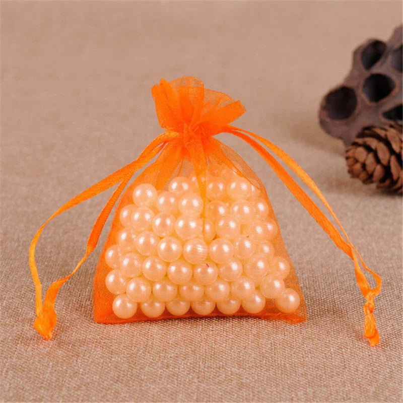50pcs Organza Wedding Gift Jewelry Bag Packaging Net Organza Pochette Cadeau Organza Bags Bolsa Organza Gift Pouches 50%