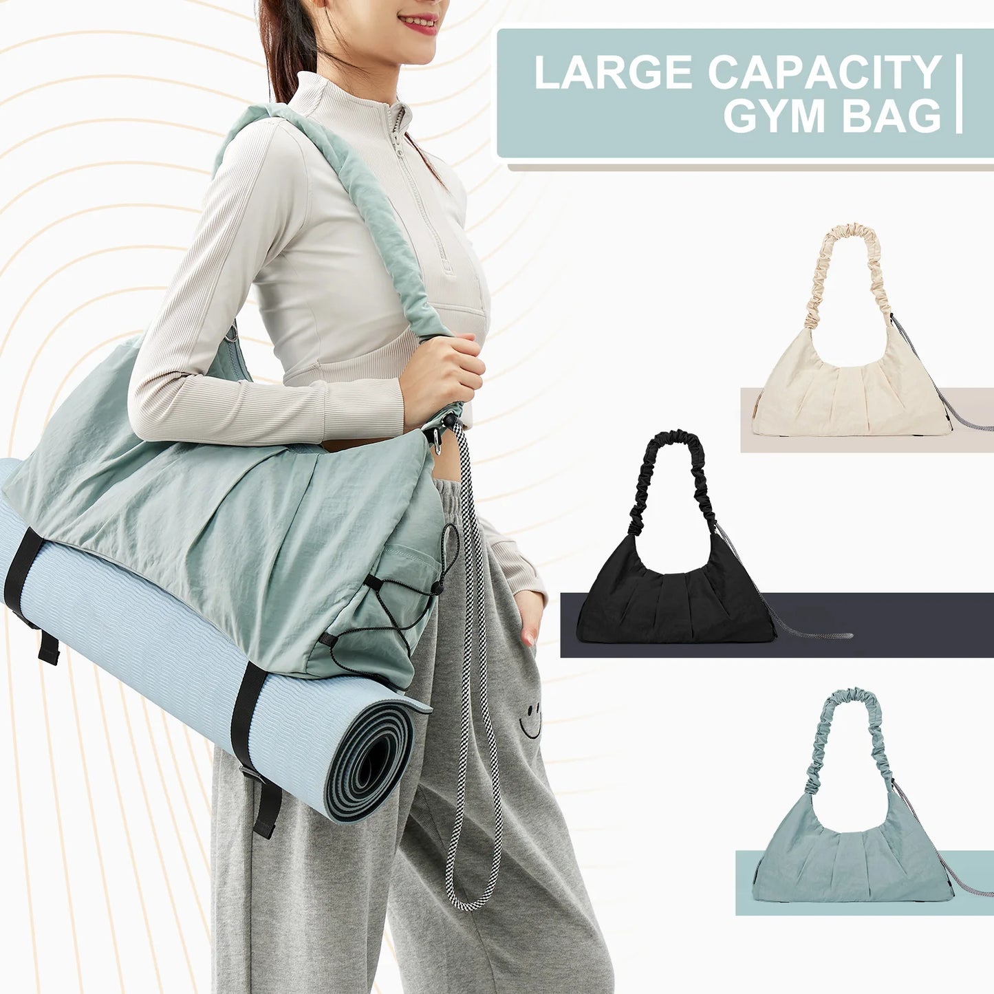 Large Capacity Sports Gym Bag Comfortable and Versatile Neutral Bag Fitness Bag for women Training Bag For Yoga Swimming Travel