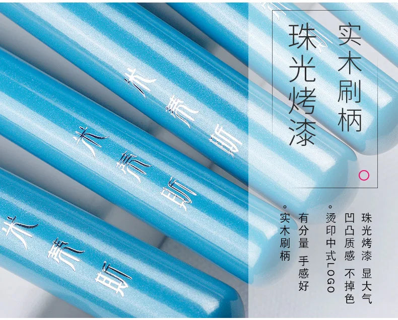 13pcs/set Blue Makeup brushes whole set Big Powder Blusher sculpting Eyeshadow make up kit smudge highlighter eyebrow lip brush