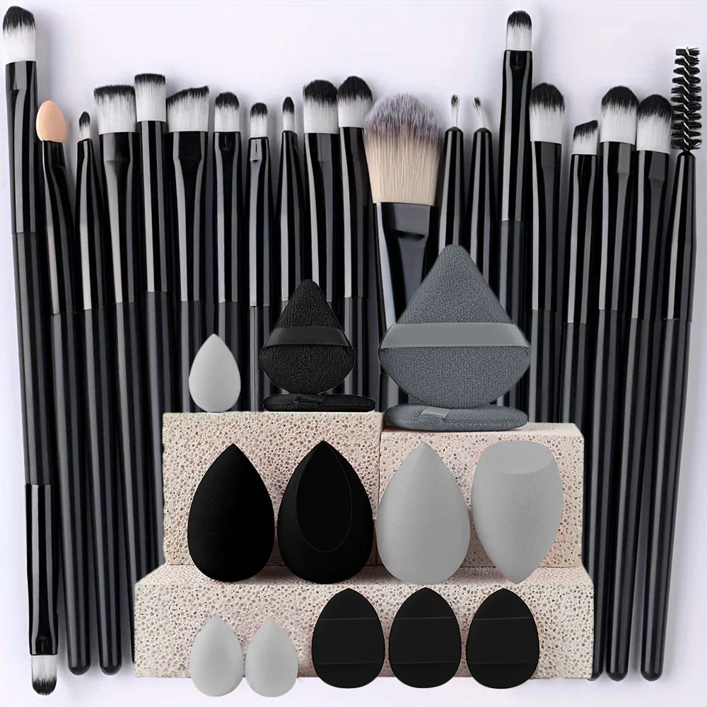 8/22/34Pcs Makeup Brush Set Portable Soft Eyeshadow Brushes Powder Foundation Brush Multipurpose Blending Cosmetic Beauty Tool