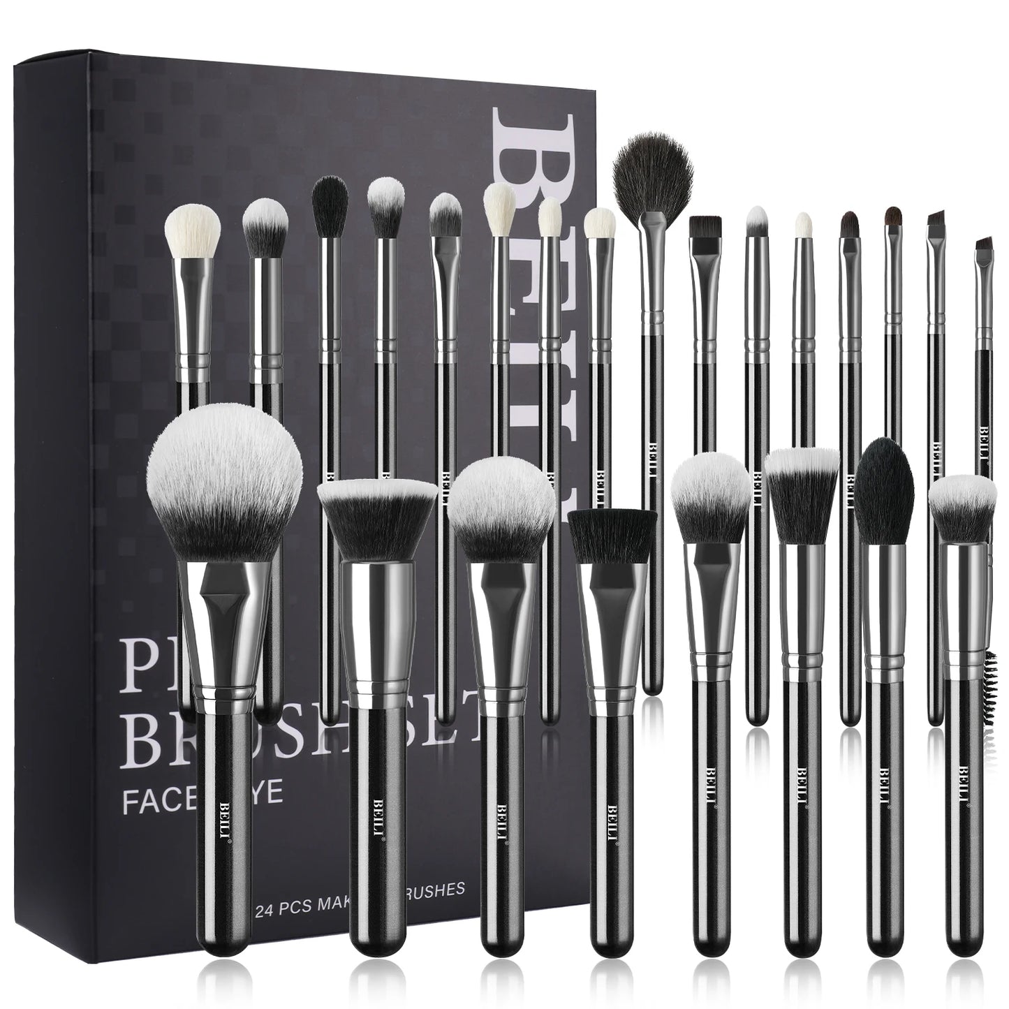 BEILI Professional Black Makeup Brushes Set Synthetic Hair Kabuki Foundation Blush Eyeshadow Smoky Brush Beauty Tool For Women