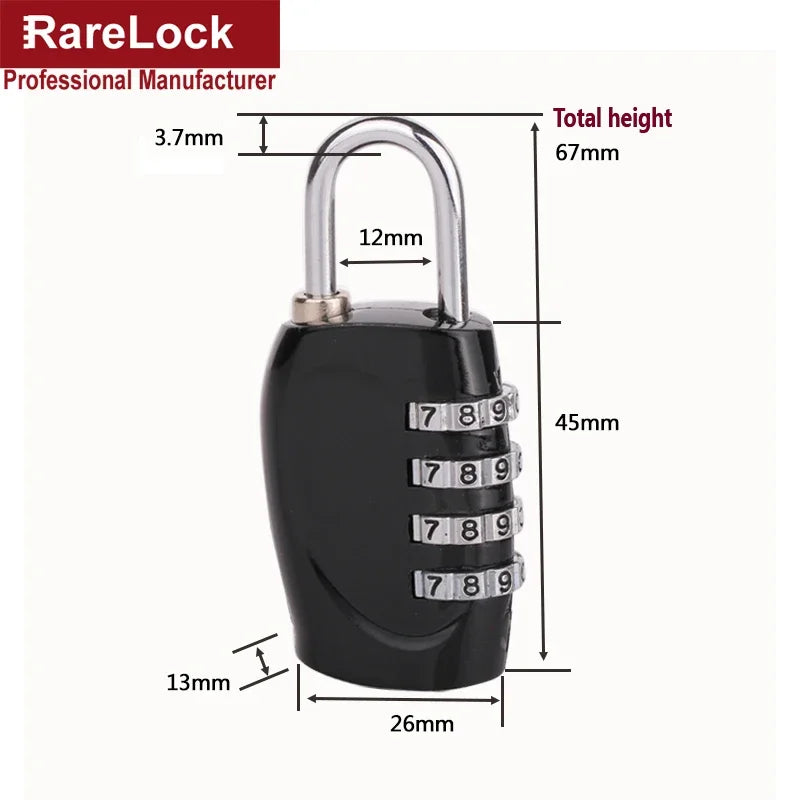 3 Code Password Lock Bags Partner Padlock for Gym Boxes Cabinet Handbag Backpack Rarelock MMS14 G