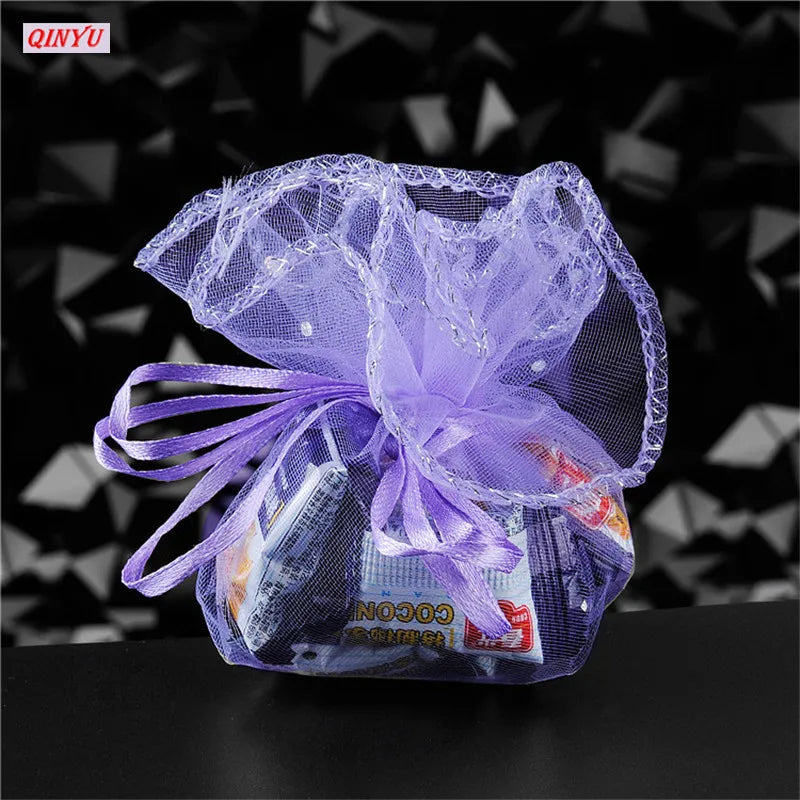 10/50/100Pc 26/35CM Gifts Round Organza Bag Gauze Element Drawable Bag Jewelry Pouches Wedding Favors And Wedding Party bags 6Z
