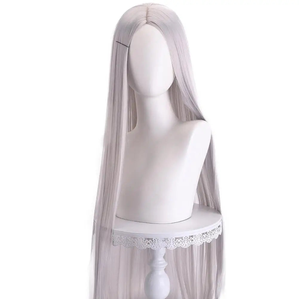 Long Straight Wig 100cm Black Daily Wear, Unisex Center Parted Lace Front for Halloween Cosplay Anime Themed Party