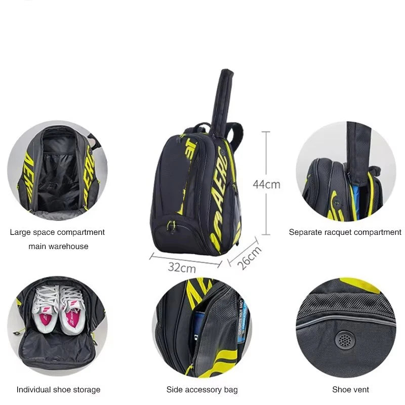 Fashion PURE AERO 2 Tennis Rackets Bag Tennis Bag Backpack Badminton Padel Racket Squash Racquet Backpack Tenis Raqueta