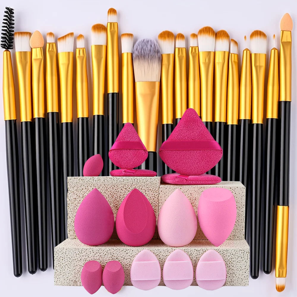 8/22/34Pcs Makeup Brush Set Portable Soft Eyeshadow Brushes Powder Foundation Brush Multipurpose Blending Cosmetic Beauty Tool