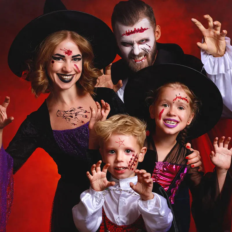 Halloween Lifelike Fake Bloody Wound Tattoo Sticker Scary Make Up Temporary Makeup Stickers Horror Party Decoration 30pcs/Set