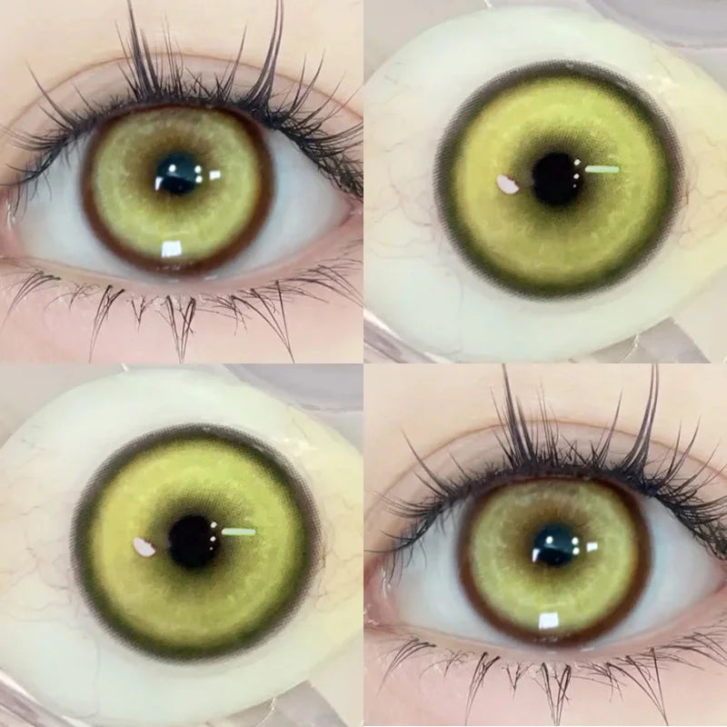YIMEIXI 1 Pair New Colored Contacts Lenses with Myopia 0~-8.00 Degree Yearly Cosplay Cosmetic Makeup Pupils 14.5mm Blue Eye Lens
