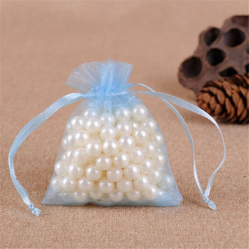 50pcs Organza Wedding Gift Jewelry Bag Packaging Net Organza Pochette Cadeau Organza Bags Bolsa Organza Gift Pouches 50%
