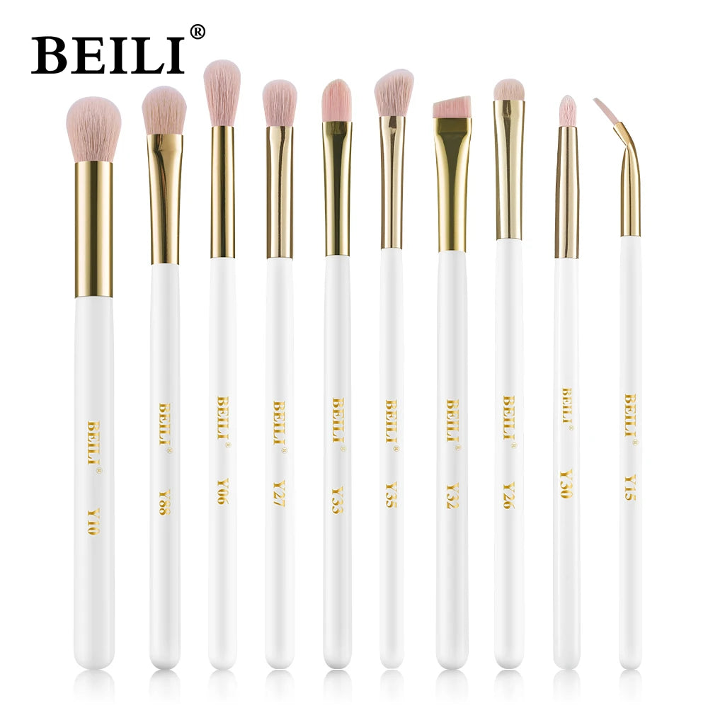 BEILI Professional Makeup Brushes Sets Synthetic Hair Foundation Eyeshadow Powder Premium Beauty White Golden brochas maquillaj