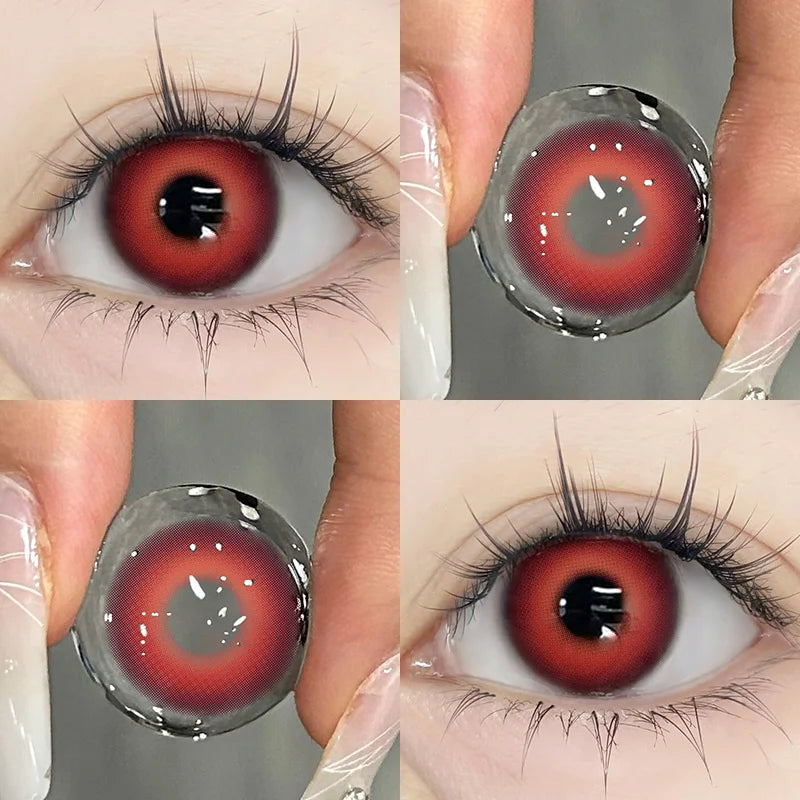 KSSEYE 2PCS Red Contact Lenses with Prescription Beauty Pupils Natural Soft Eye Pink Lenses Makeup Cosplay Fast Shipping Yearly