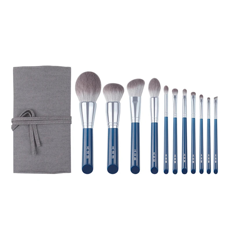 MyDestiny Azure Blue 11pcs Makeup Brush Set&Kit  Super Soft Fiber, High Quality Face&Eye Foundation Eyeshadow  Powder Brush