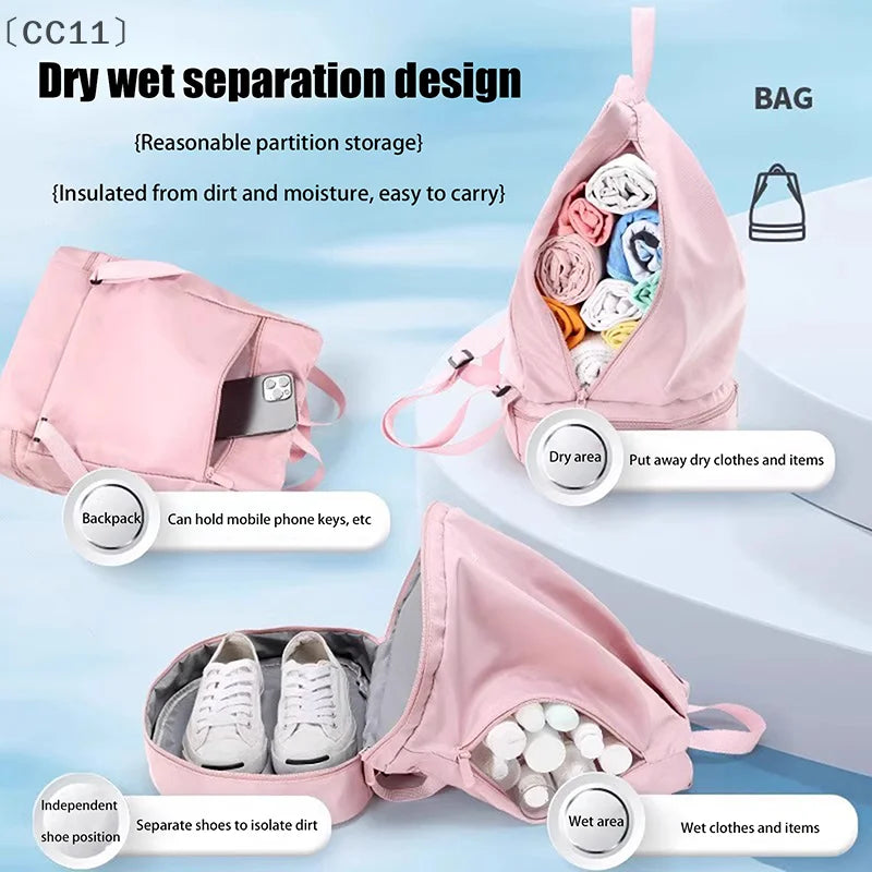 〔CC11〕Wet Dry Separation Fitness Bag Swimming Bag Waterproof Travel Sport Bag Basketball Soccer Pouch Hiking Climbing Backpack