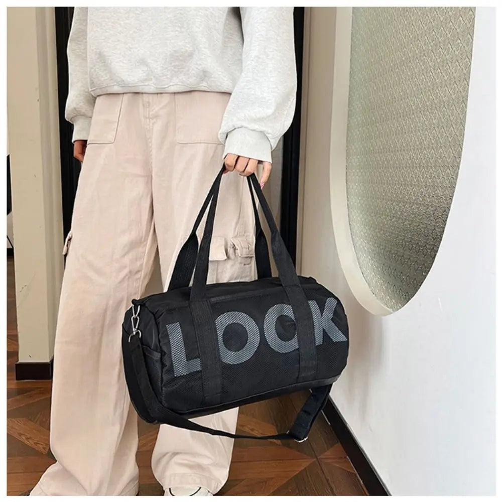 New Letter Printing Beach Shoulder Bag Large Capacity Solid color Travel Luggage Bag Nylon Handbag Fitness Yoga Bag