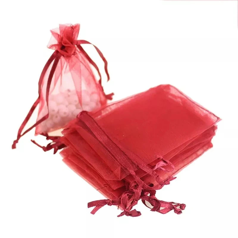 50pcs Organza Wedding Gift Jewelry Bag Packaging Net Organza Pochette Cadeau Organza Bags Bolsa Organza Gift Pouches 50%