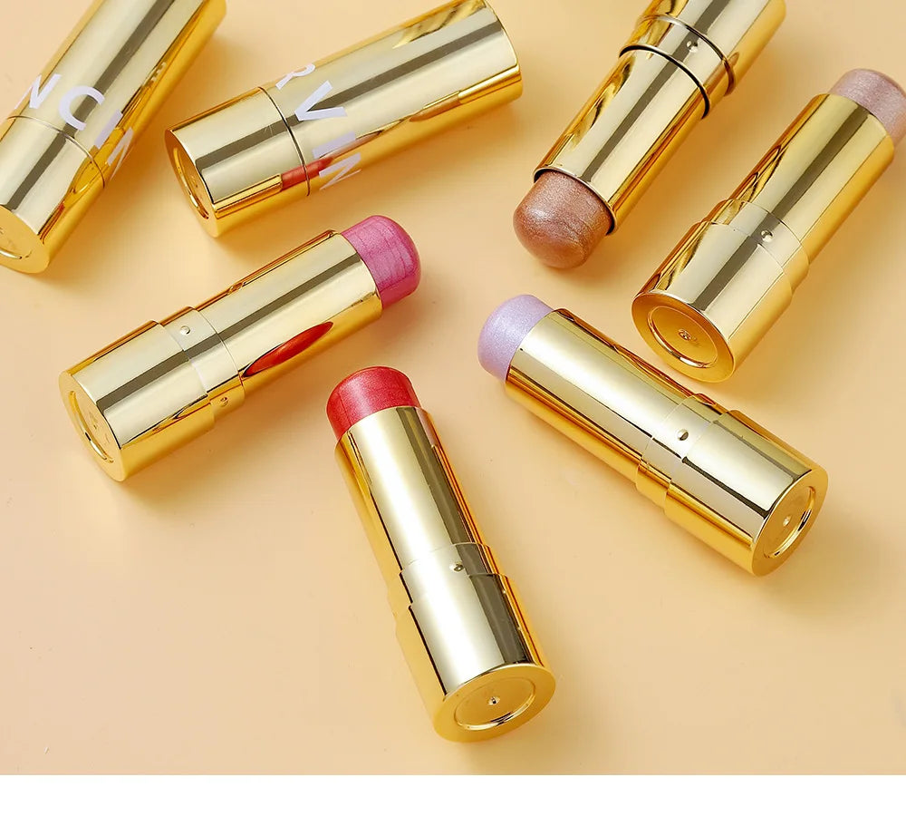 Cream Blush Stick Makeup, Shades with Highlighter, Shimmery lipstick, Long Lasting, Waterproof, Blendable Blush for cheeks