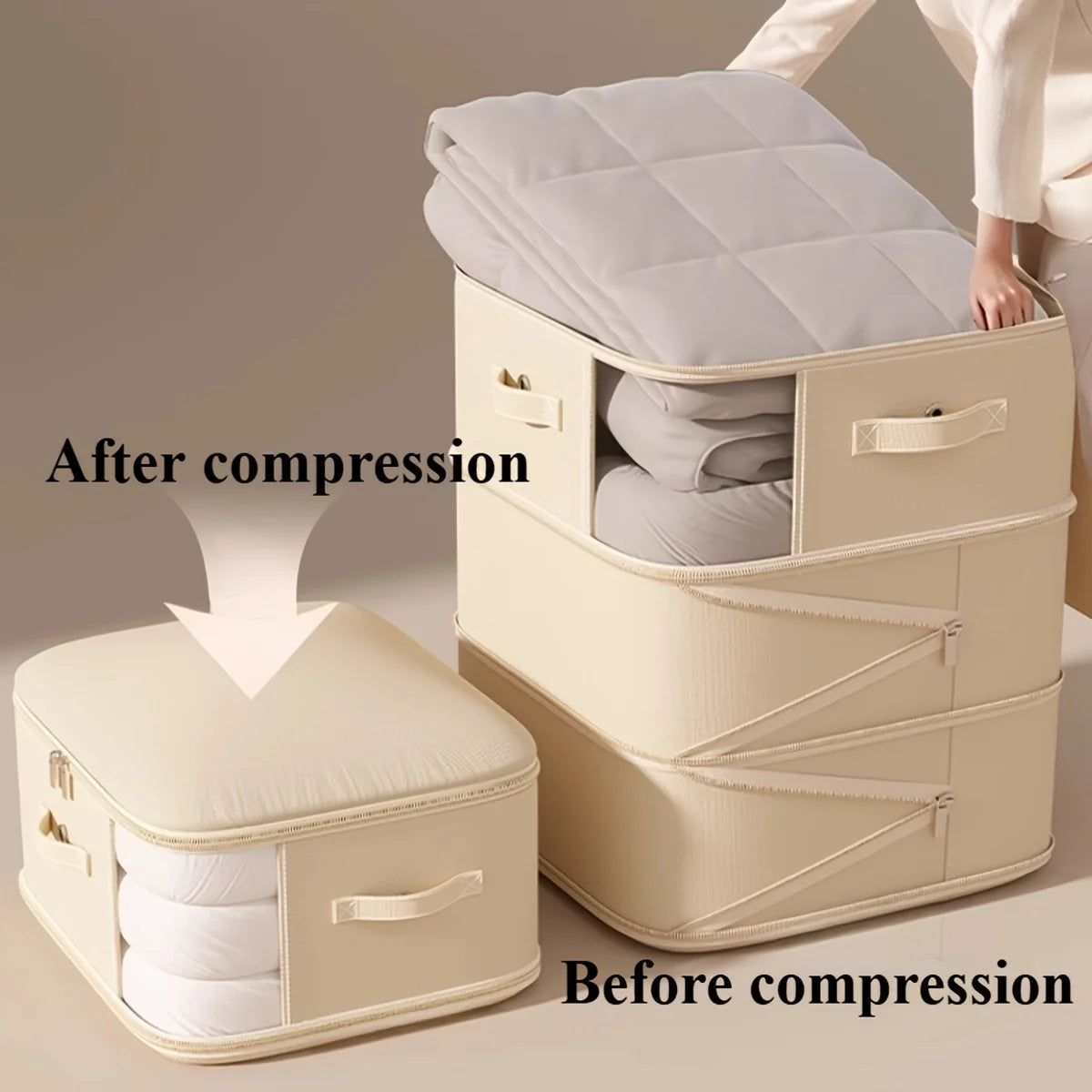 Self Compression Comforter Storage Bag Ultra Space Saving Compression Large Capacity Storage Bags for Bedding Duvet Down Jacket