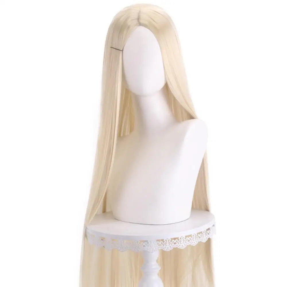 Long Straight Wig 100cm Black Daily Wear, Unisex Center Parted Lace Front for Halloween Cosplay Anime Themed Party