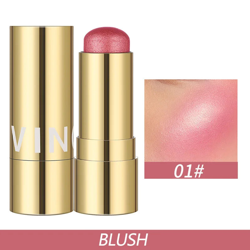 Cream Blush Stick Makeup, Shades with Highlighter, Shimmery lipstick, Long Lasting, Waterproof, Blendable Blush for cheeks