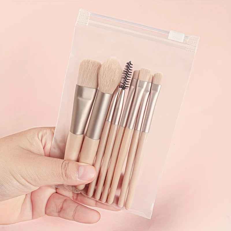 Makeup Brushes 8Pcs Set Travel Makeup Brush Kit with Bag Mini EyeShadow Foundation Loose Powder Blush Detail Brush Beauty Tools