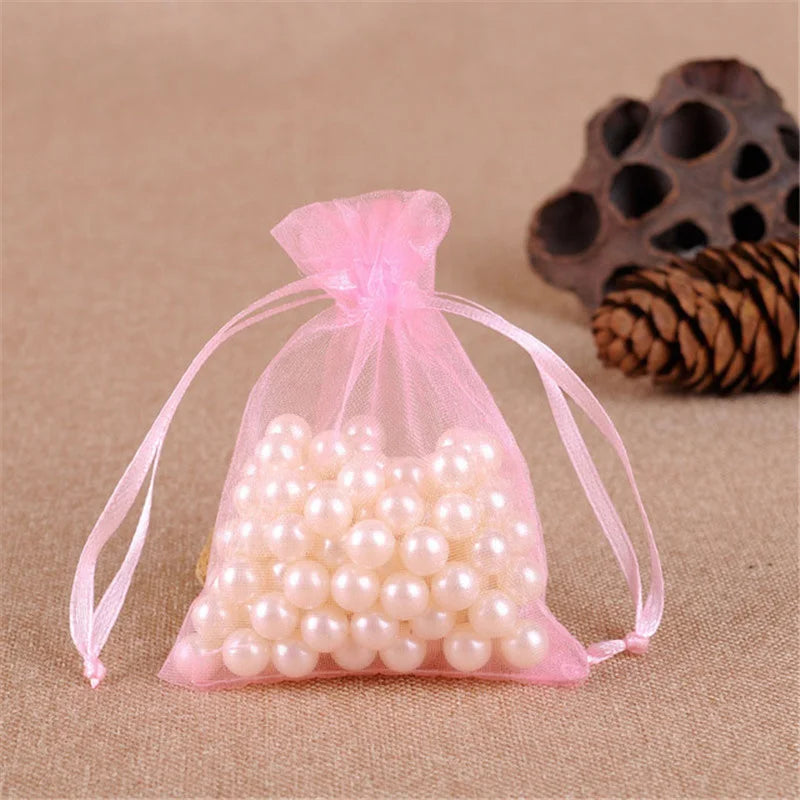 50pcs Organza Wedding Gift Jewelry Bag Packaging Net Organza Pochette Cadeau Organza Bags Bolsa Organza Gift Pouches 50%