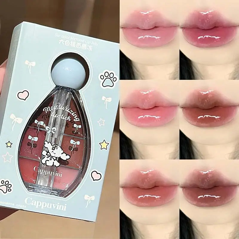 Cappuvini Six Colors Water Light Lip Gloss Moisturizing Easy to Coloring Lip Glaze Makeup Lipstick
