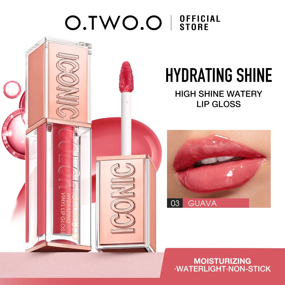 O.TWO.O Lip Gloss Lip Tint Glow Lightweight Hydrating Moisturizing Non-Sticky Long Lasting Plump Red High-shine Lip Glaze Makeup