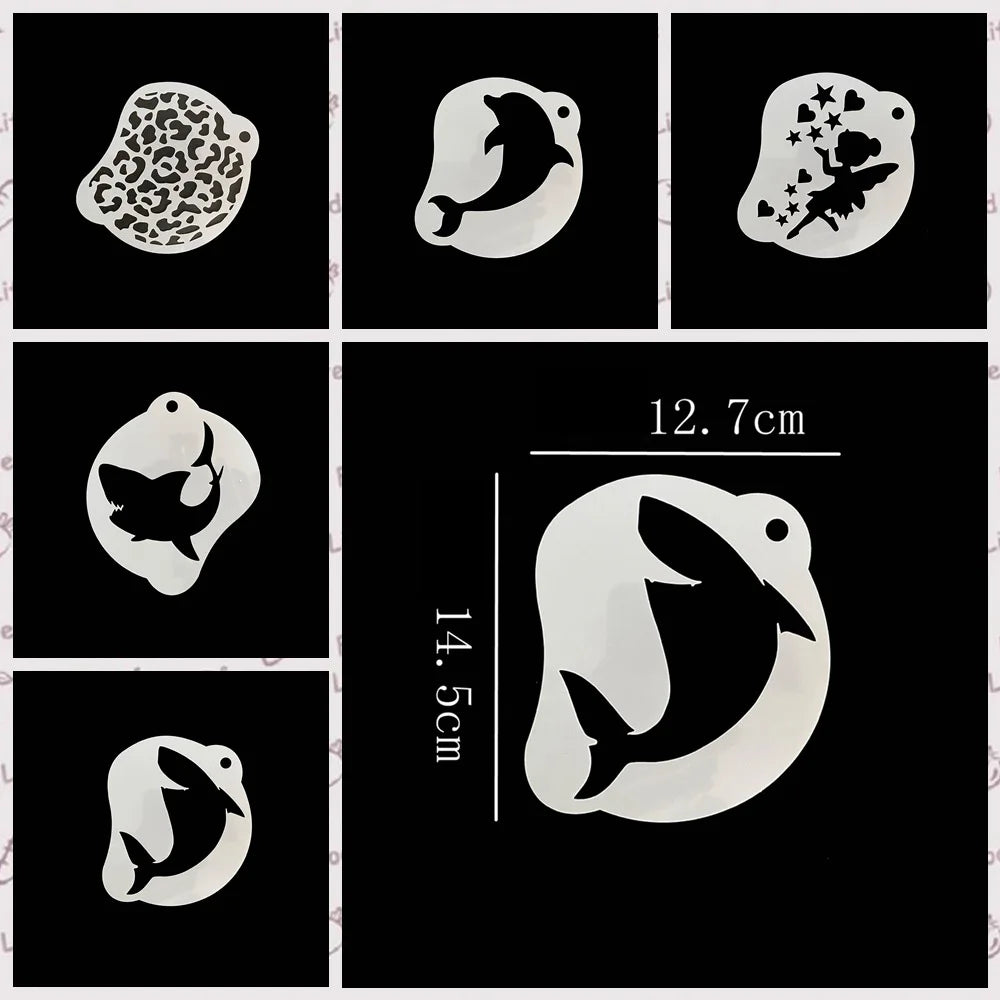 2023 New White 3/5/20Pcs set Face Painting Stencils Templates Professional Body Art Fairy Clown Dolphin Plastic Makeup Tools