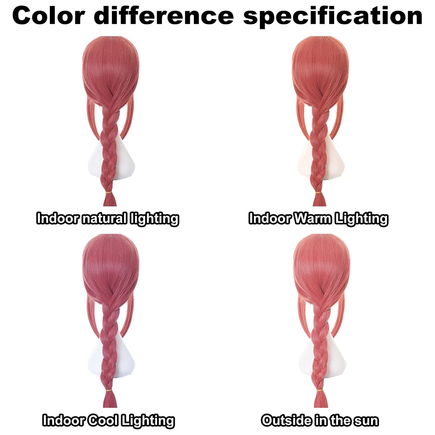 Chainsaw Man Synthetic Long Pink Red Braid Anime Bang Braided Makima Cosplay Wig for Halloween Christmas School Thanksgiving Day