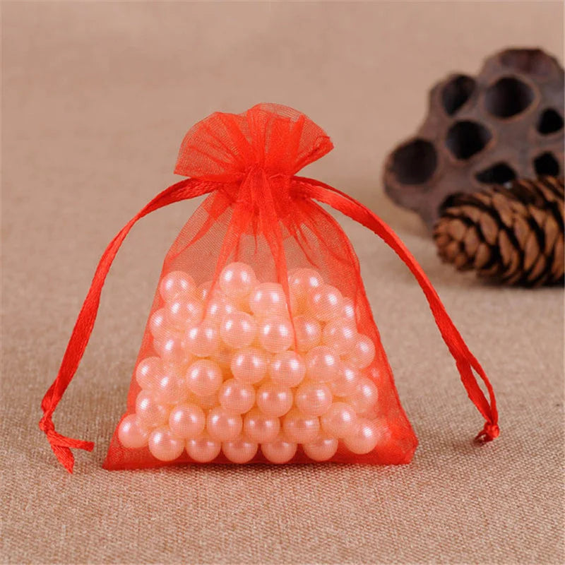 50pcs Organza Wedding Gift Jewelry Bag Packaging Net Organza Pochette Cadeau Organza Bags Bolsa Organza Gift Pouches 50%