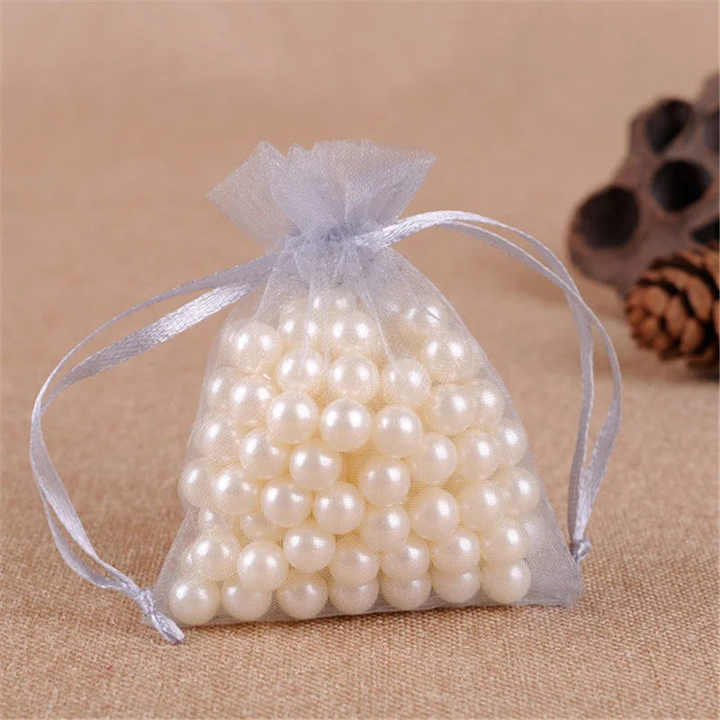 50pcs Organza Wedding Gift Jewelry Bag Packaging Net Organza Pochette Cadeau Organza Bags Bolsa Organza Gift Pouches 50%