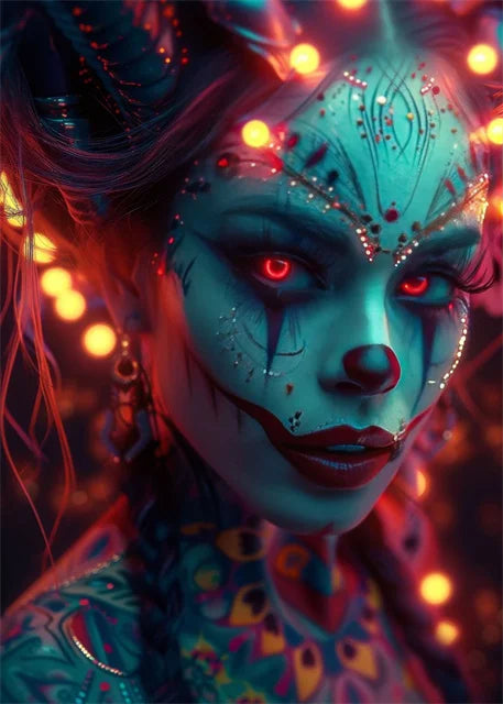 Cyber Mask Cool Girl Canvas Posters and Prints Halloween Makeup Girl Pictures Canvas Paintings for Home Bedroom Decor No Frame