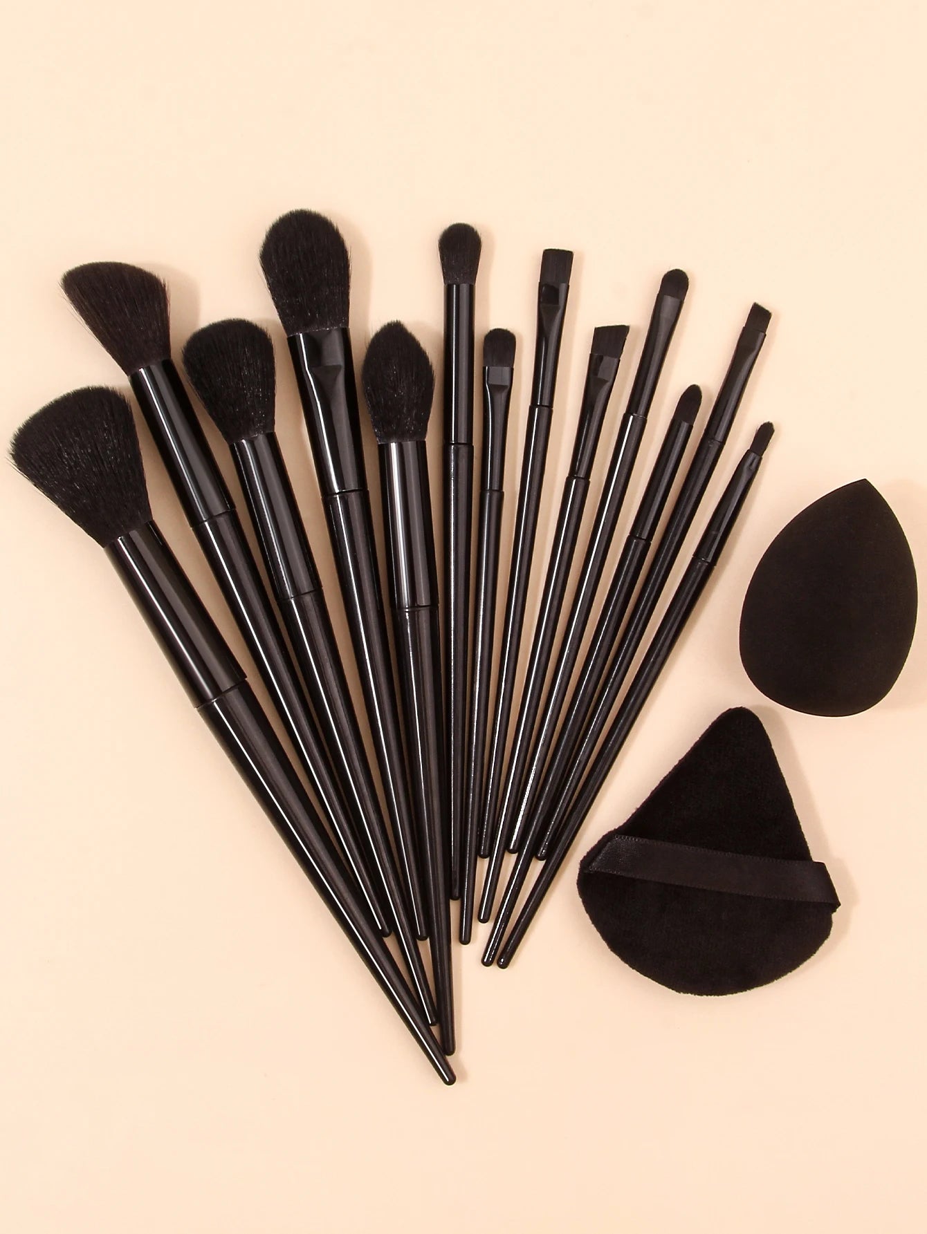 13pcs black makeup brush set soft powder brush portable+1PCS triangular sponge puff+1PCS foundation make-up sponge beauty egg