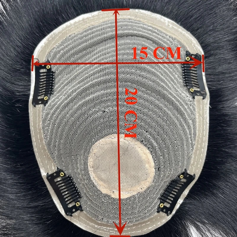 Man Toupee with 4 Clips on Short Real Human Hair Replacement System Prosthetic Men's Wig Male Pieces For Men Baldness