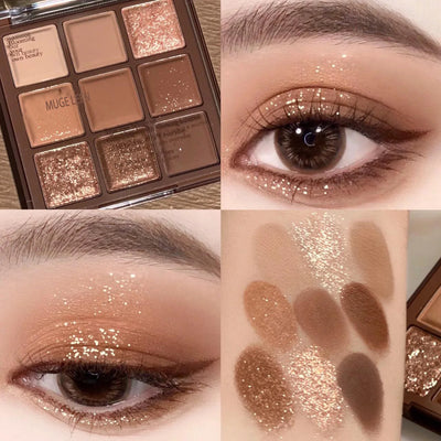 Nine-color chocolate eye shadow plate earth color pearlescent matte glitter fine without makeup
